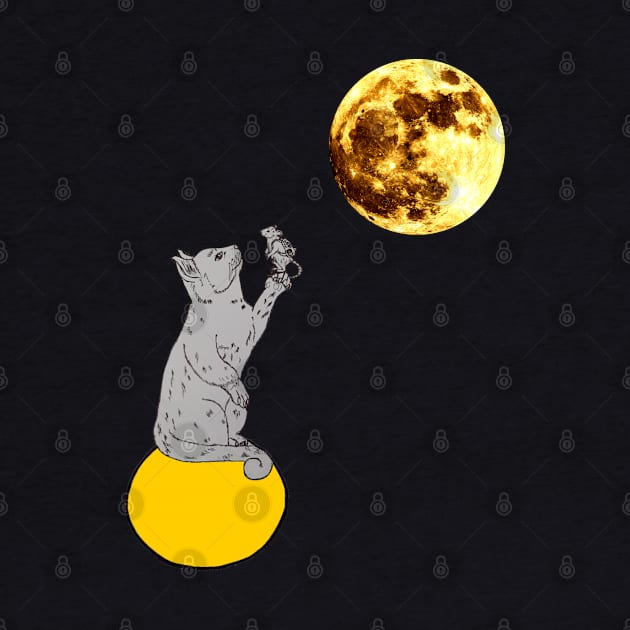 Hello Kitty catching a mouse in a moon by mohamedenweden